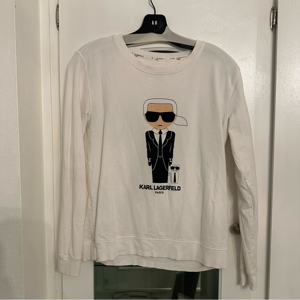Karl Lagerfeld White Sweatshirt with Iconic Graphic - Picture 2 of 7
